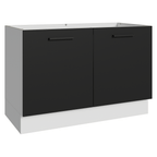 Balcão Gabinete de Pia Madesa Agata 120 x 60 cm 2 Portas (Sem Tampo) Branco/Preto