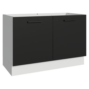 Balcão Gabinete de Pia Madesa Agata 120 x 60 cm 2 Portas (Sem Tampo) Branco/Preto