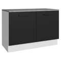 Balcão Gabinete Madesa Agata 120 x 60 cm 2 Portas (Com Tampo) Branco/Preto