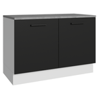 Balcão Gabinete Madesa Agata 120 x 60 cm 2 Portas (Com Tampo) Branco/Preto