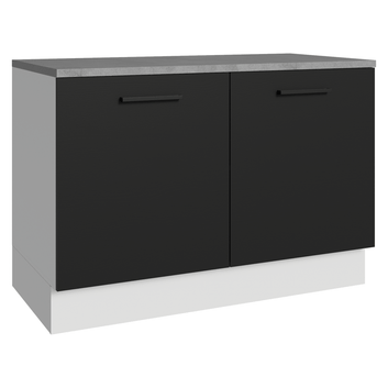 Balcão Gabinete Madesa Agata 120 x 60 cm 2 Portas (Com Tampo) Branco/Preto