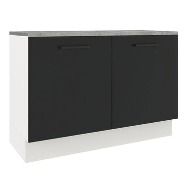 Balcão Gabinete Madesa Agata 120 x 60 cm 2 Portas (Com Tampo) Branco/Preto