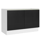 Balcão Gabinete de Pia 120 x 60 cm 2 Portas (Sem Tampo) Branco/Preto Glamy Madesa