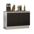 Balcão Gabinete Madesa Glamy 120 x 60 cm 2 Portas (Com Tampo) Branco/Preto