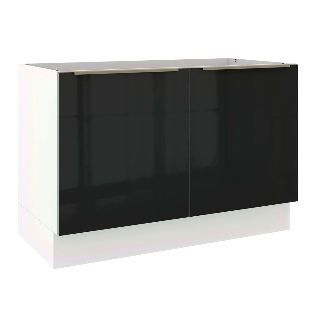 Balcão Gabinete de Pia Madesa Lux 120 cm 2 Portas (Sem Tampo) Branco/Preto