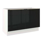 Balcão Gabinete de Pia Madesa Lux 120 cm 2 Portas (Sem Tampo) Branco/Preto