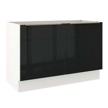 Balcão Gabinete de Pia Madesa Lux 120 cm 2 Portas (Sem Tampo) Branco/Preto