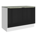Balcão de Cozinha 120 x 60 cm 2 Portas (Com Tampo) Branco/Preto Lux Madesa
