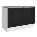 Balcão de Cozinha 120 x 60 cm 2 Portas (Com Tampo) Branco/Preto Lux Madesa