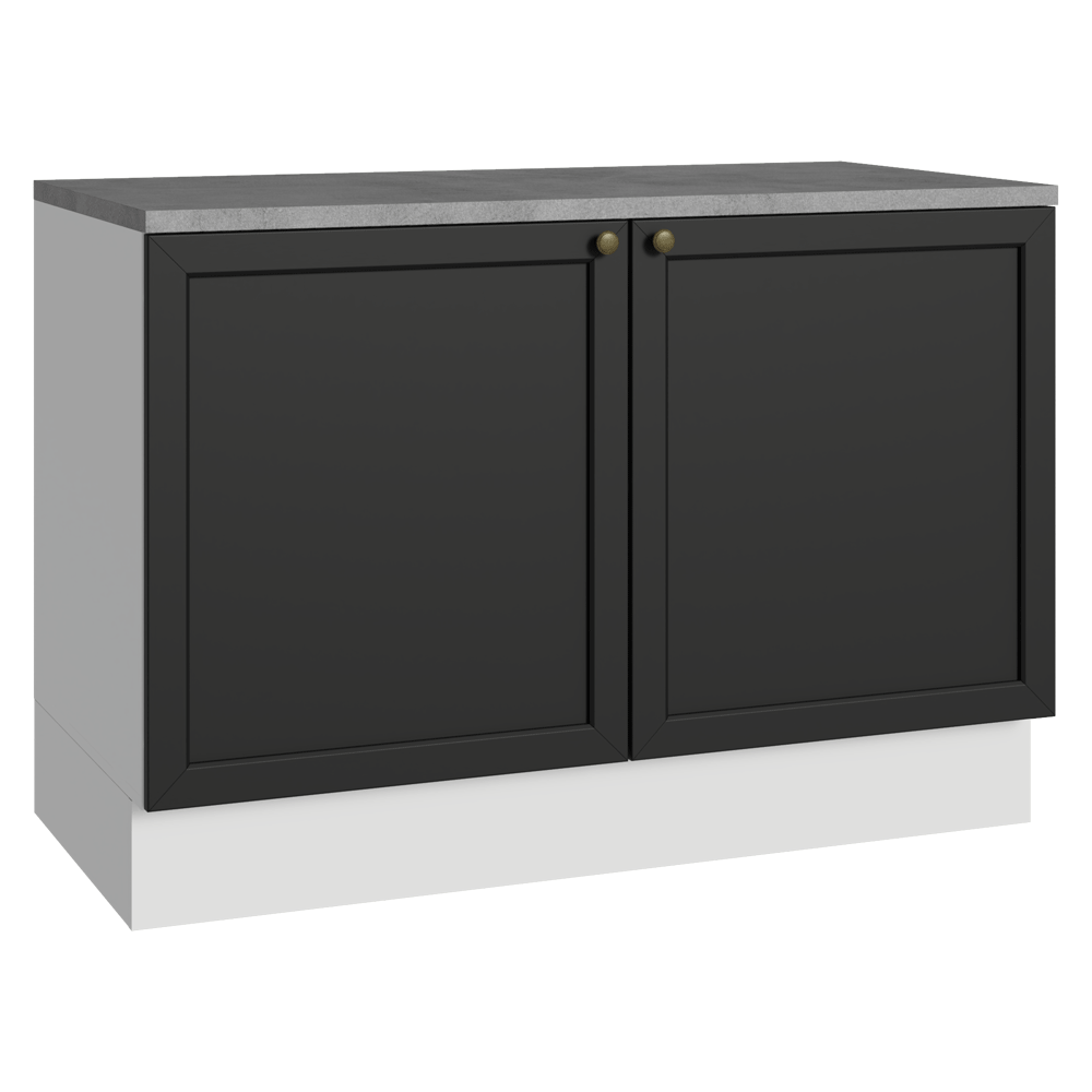 Balcão de Cozinha 120 x 60 cm 2 Portas (Com Tampo) Branco/Preto Vik Madesa