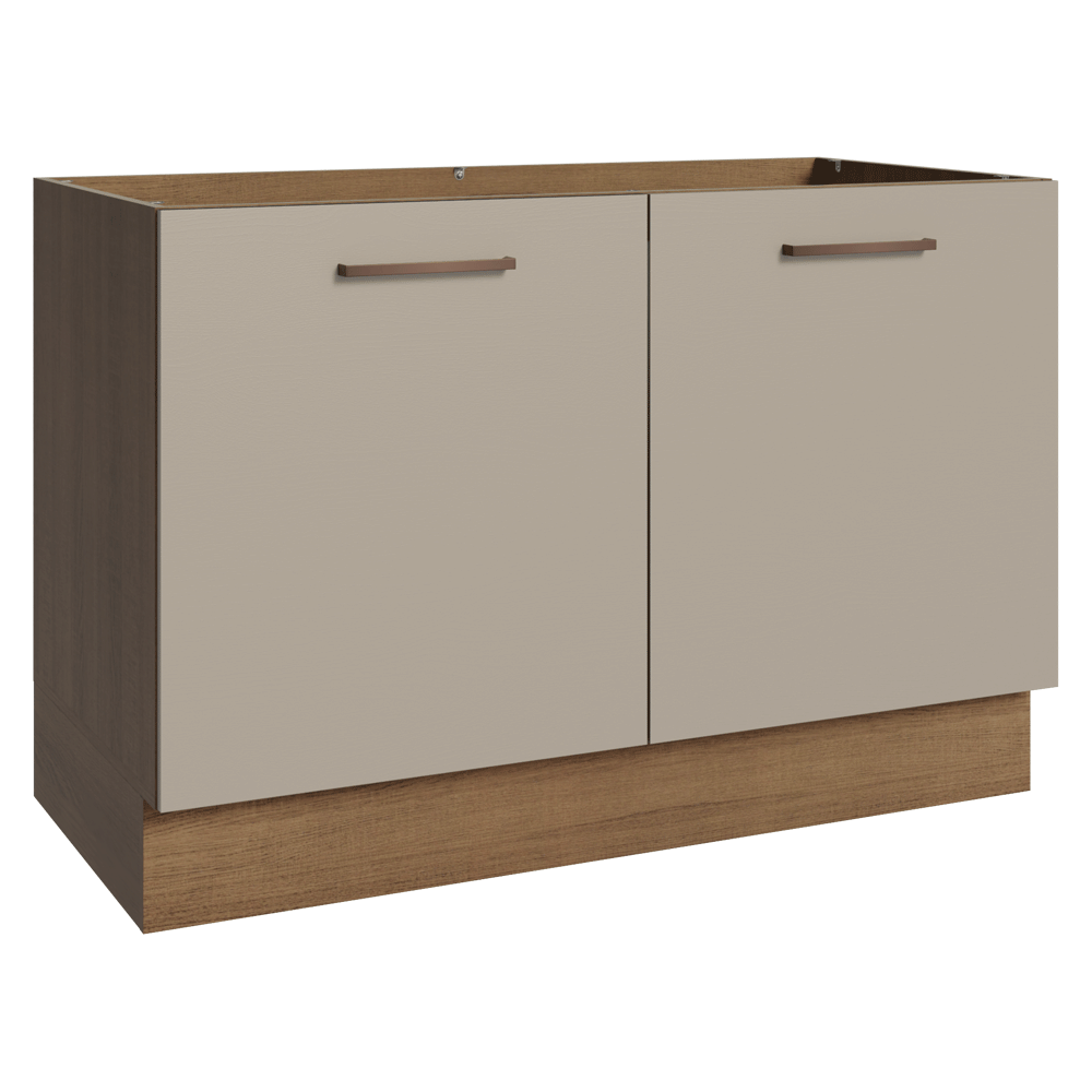 Balcão Gabinete de Pia 120 x 60 cm 2 Portas (Sem Tampo) Rustic/Crema Agata Madesa