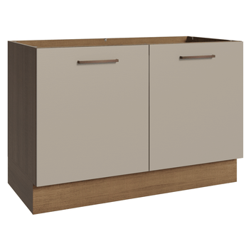 Balcão Gabinete de Pia 120 x 60 cm 2 Portas (Sem Tampo) Rustic/Crema Agata Madesa