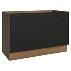Balcão Gabinete de Pia Madesa Agata 120 x 60 cm 2 Portas (Sem Tampo) Rustic/Preto