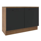 Balcão Gabinete Madesa Agata 120 x 60 cm 2 Portas (Com Tampo) Rustic/Preto