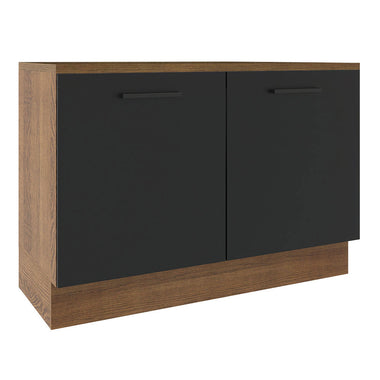 Balcão Gabinete Madesa Agata 120 x 60 cm 2 Portas (Com Tampo) Rustic/Preto