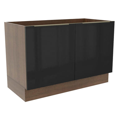Balcão Gabinete de Pia 120 x 60 cm 2 Portas (Sem Tampo) Rustic/Preto Lux Madesa