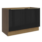 Balcão Gabinete de Pia 120 x 60 cm 2 Portas (Sem Tampo) Rustic/Preto Lux Madesa