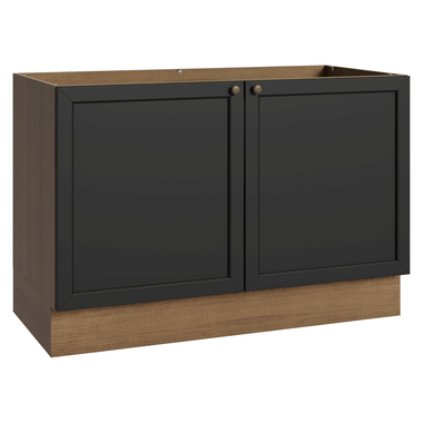 Balcão Gabinete de Pia 120 x 60 cm (Sem Tampo) Rustic/Preto Vik Madesa