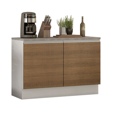 Balcão Gabinete Madesa Glamy 120 x 60 cm 2 Portas (Com Tampo) Branco/Rustic