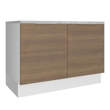 Balcão Gabinete Madesa Stella 120 x 60 cm 2 Portas (Com Tampo) Branco/Rustic
