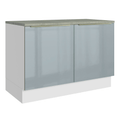 Balcão de Cozinha 120 x 60 cm 2 Portas (Com Tampo) Branco/Cinza Lux Madesa