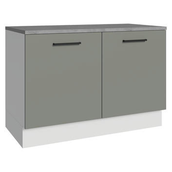 Balcão Gabinete Madesa Agata 120 x 60 cm 2 Portas (Com Tampo) Branco/Cinza