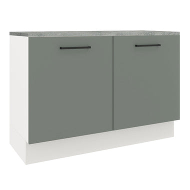 Balcão Gabinete Madesa Agata 120 x 60 cm 2 Portas (Com Tampo) Branco/Cinza