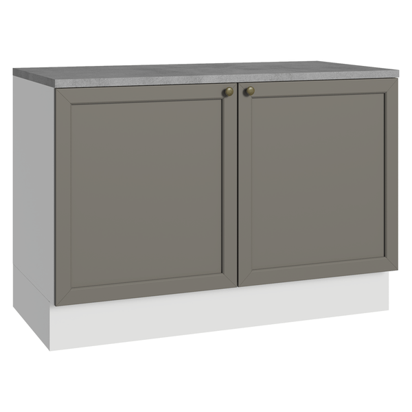 Balcão de Cozinha 120 x 60 cm 2 Portas (Com Tampo) Branco/Cinza Vik Madesa
