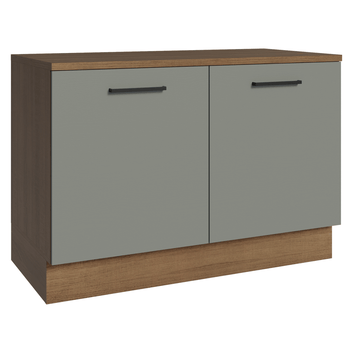 Balcão Gabinete Madesa Agata 120 x 60 cm 2 Portas (Com Tampo) Rustic/Cinza