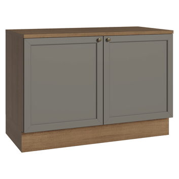 Balcão de Cozinha 120 x 60 cm 2 Portas (Com Tampo) Rustic/Cinza Vik Madesa
