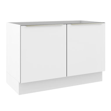 Balcão Gabinete de Pia 120 x 60 cm 2 Portas (Sem Tampo) Branco/Branco Veludo Lux Madesa