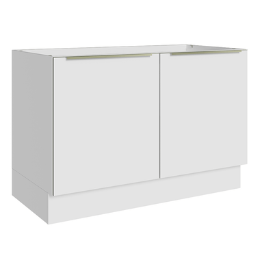 Balcão Gabinete de Pia 120 x 60 cm 2 Portas (Sem Tampo) Branco/Branco Veludo Lux Madesa