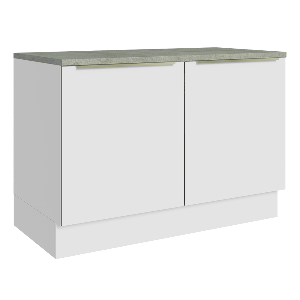 Balcão de Cozinha 120 x 60 cm 2 Portas (Com Tampo) Branco/Branco Veludo Lux Madesa
