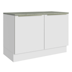Balcão de Cozinha 120 x 60 cm 2 Portas (Com Tampo) Branco/Branco Veludo Lux Madesa