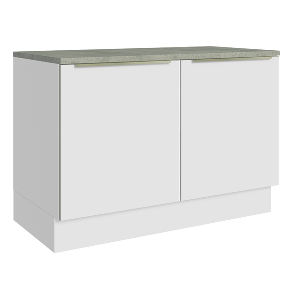 Balcão de Cozinha 120 x 60 cm 2 Portas (Com Tampo) Branco/Branco Veludo Lux Madesa