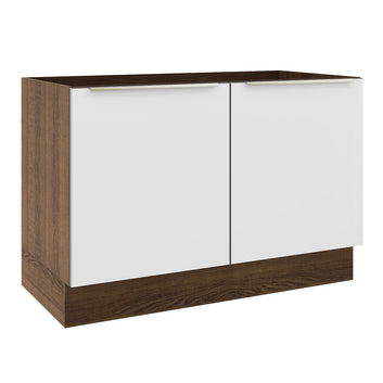 Balcão Gabinete de Pia Madesa Lux 120 cm 2 Portas (Sem Tampo) Rustic/Branco Veludo