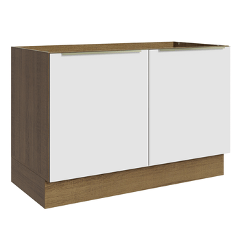 Balcão Gabinete de Pia 120 x 60 cm 2 Portas (Sem Tampo) Rustic/Branco Veludo Lux Madesa
