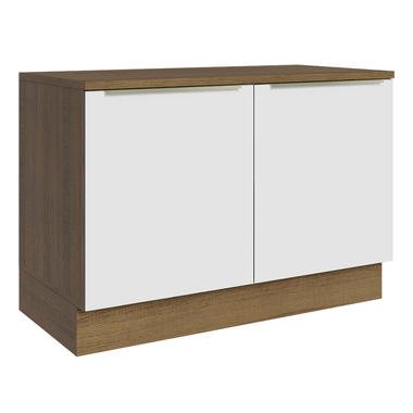 Balcão de Cozinha 120 x 60 cm 2 Portas (Com Tampo) Rustic/Branco Veludo Lux Madesa