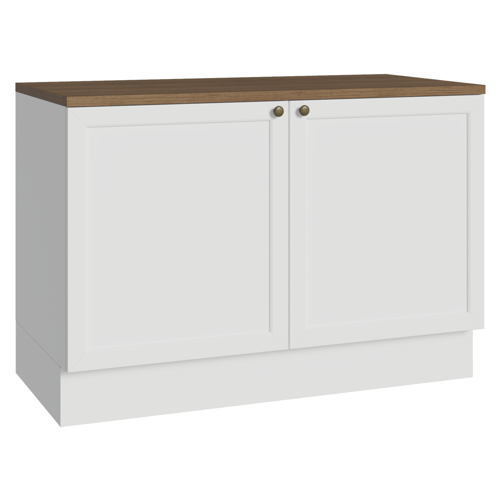 Balcão de Cozinha 120 x 60 cm 2 Portas (Com Tampo) Branco/Rustic Vik Madesa