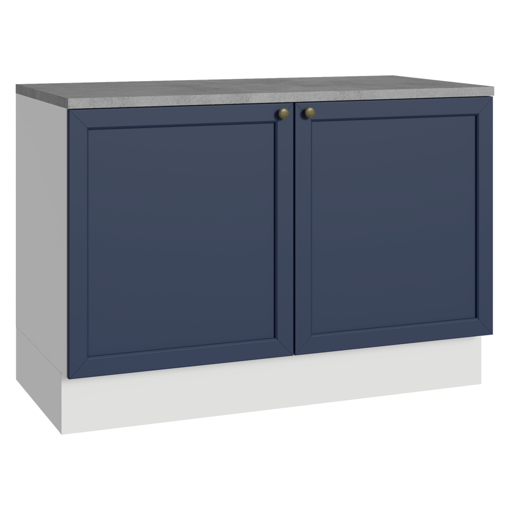 Balcão de Cozinha 120 x 60 cm 2 Portas (Com Tampo) Branco/Azul Vik Madesa