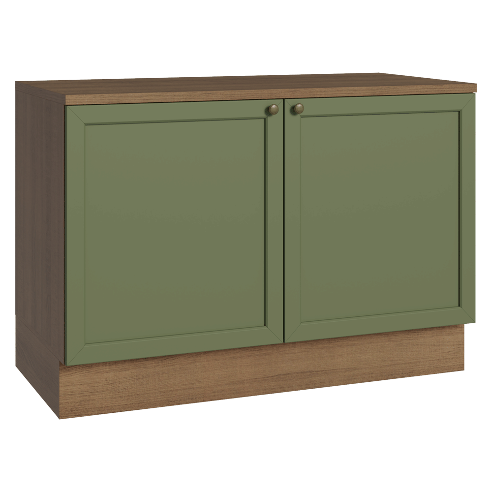 Balcão de Cozinha 120 x 60 cm 2 Portas (Com Tampo) Rustic/Verde Vik Madesa