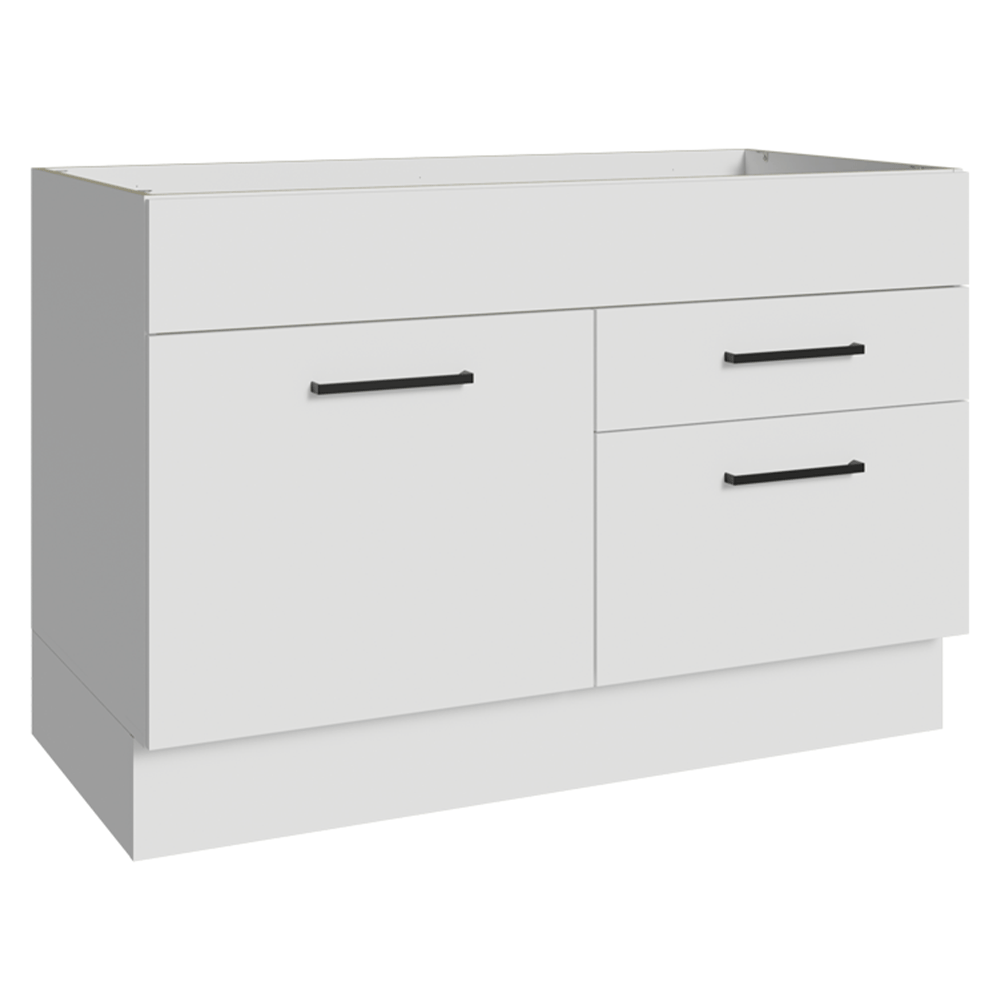 Balcão Gabinete de Pia 120 x 60 cm 1 Porta 2 Gavetas Branco (Sem Tampo) Agata Madesa