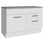 Balcão Gabinete 120 x 60 cm 1 Porta 2 Gavetas Branco (Com Tampo) Agata Madesa