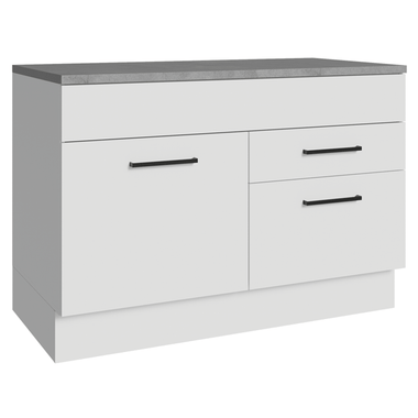 Balcão Gabinete 120 x 60 cm 1 Porta 2 Gavetas Branco (Com Tampo) Agata Madesa