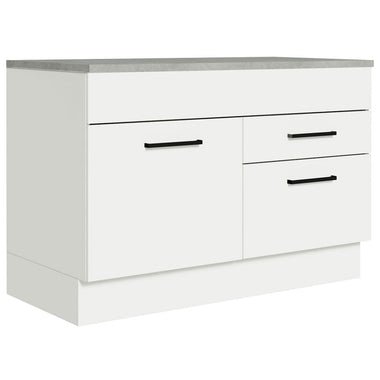 Balcão Gabinete 120 x 60 cm 1 Porta 2 Gavetas Branco (Com Tampo) Agata Madesa