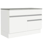 Balcão Gabinete 120 x 60 cm 1 Porta 2 Gavetas Branco (Com Tampo) Glamy Madesa