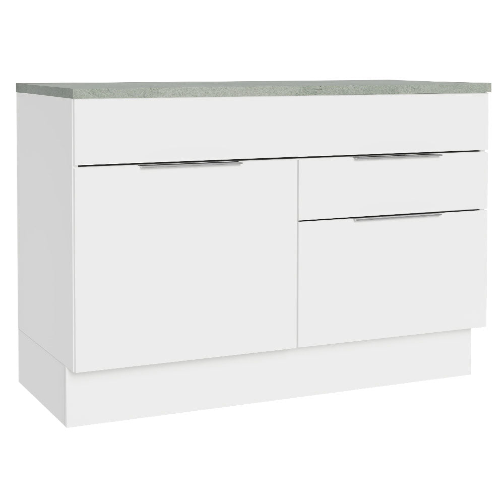 Balcão Cozinha 120 x 60 cm 1 Portas e 2 Gavetas (Com Tampo) Branco Stella Madesa
