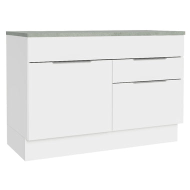Balcão Cozinha 120 x 60 cm 1 Portas e 2 Gavetas (Com Tampo) Branco Stella Madesa