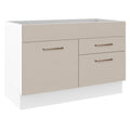 Balcão Gabinete de Pia 120 x 60 cm 1 Porta 2 Gavetas Branco/Crema (Sem Tampo) Agata Madesa