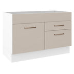 Balcão Gabinete de Pia 120 x 60 cm 1 Porta 2 Gavetas Branco/Crema (Sem Tampo) Agata Madesa
